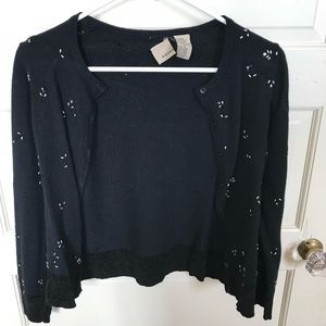 Beaded black sweater set